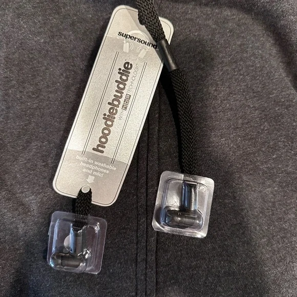 Hoodiebuddie Charcoal Zip-Up Hoodie with Earbuds - Picture 5 of 9